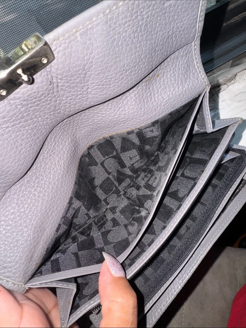 Furla Pebbled Leather Wallet in Gray